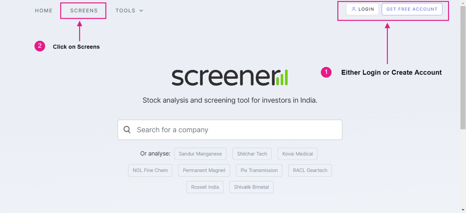 Screener-login-screen
